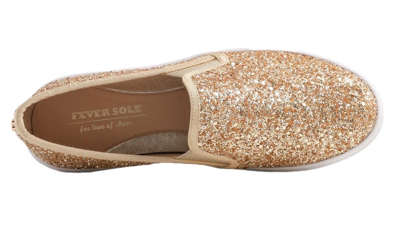 FEVERSOLE Women's Fashion Slip-On Sneaker Casual Flat Loafers Gold Size 9 M US - Image 2